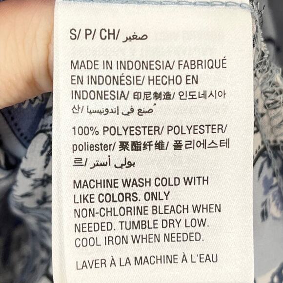 Style & Co Women's Top S Peasant Retro Scarf Print Pintuck Pleated Blue Sheer - Picture 9 of 10